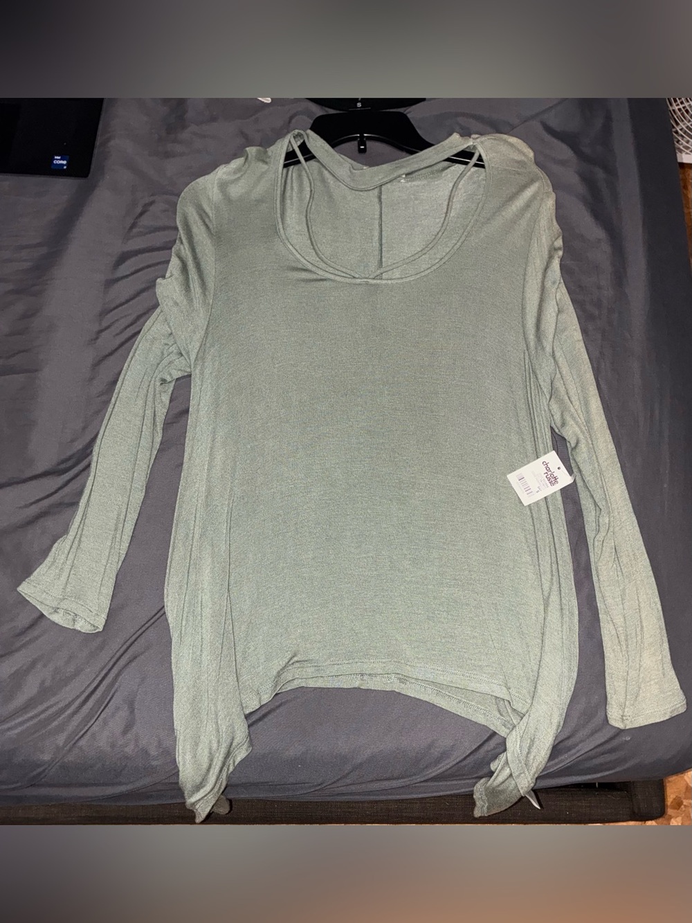 Charlotte Russe Light Sage Green Long Sleeve Top